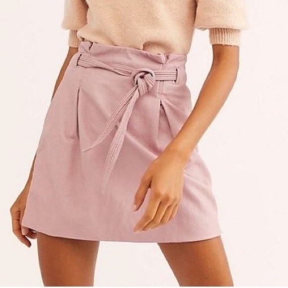 Free People Swoon Faux Leather Mini Skirt Mauve Pink Size 2 NWT - Picture 1 of 11